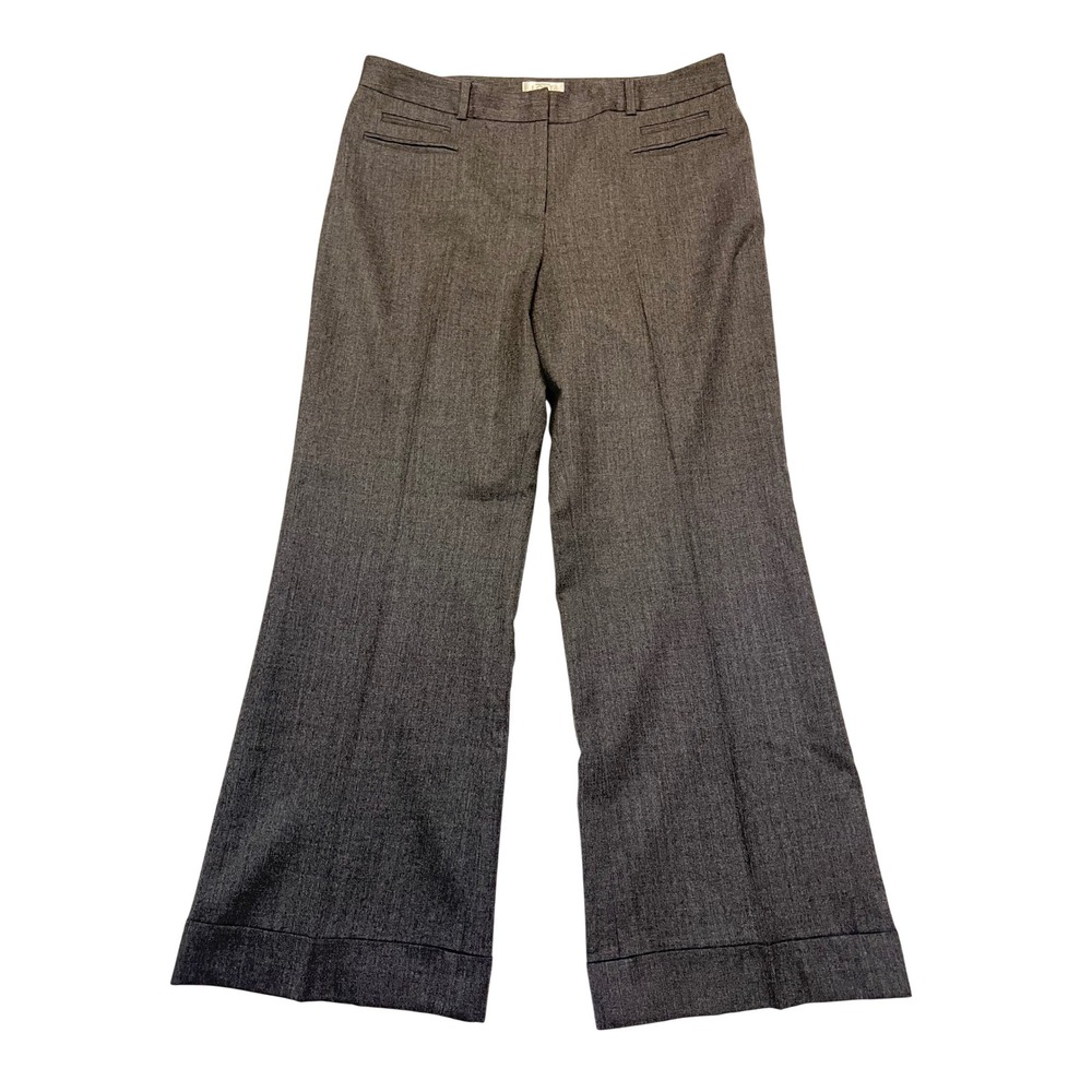 Ann Taylor LOFT Petites Gray 100% Wool Wide Leg Cuffed Dress Pants Size 12P
